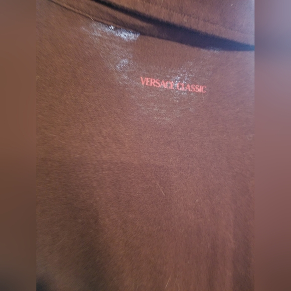 Gianni Versace Classic Long Sleeve Zip Collar T Shirt Polo Medium Burgundy Mens - Picture 7 of 7